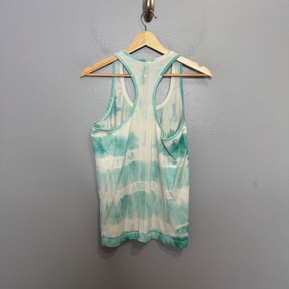 LULULEMON heather tranquil blue tie dye swiftly tank size 10 - Picture 3 of 7